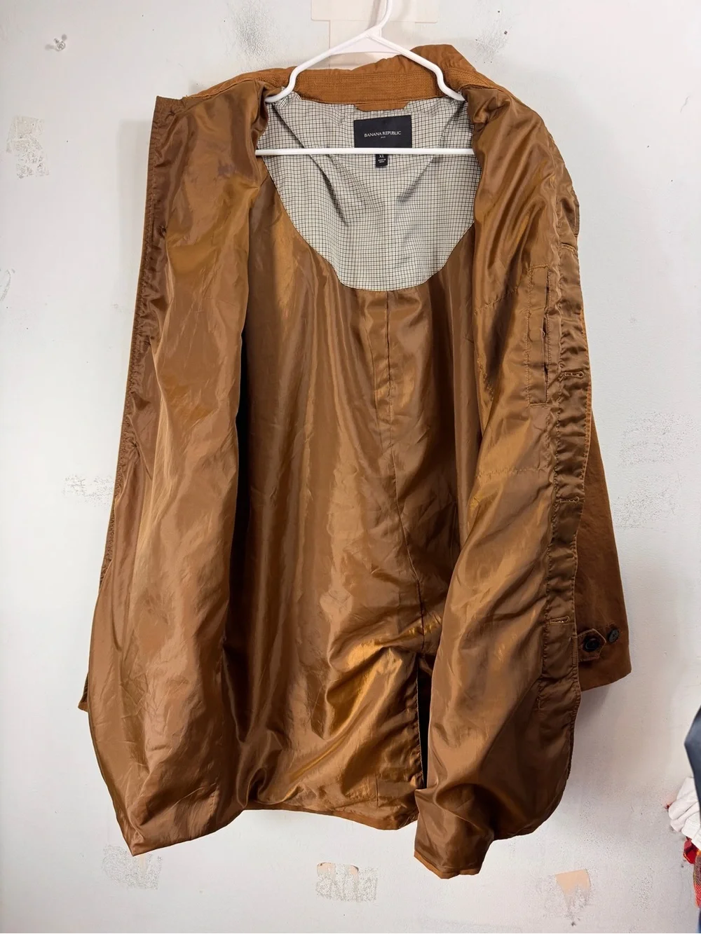 Banana Republic Size XL Waxed Mac Jacket Water Resistant Brown Field Cotton
